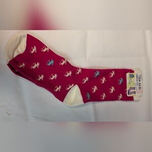 Fun Moose Patterned Socks in Pink and Cream